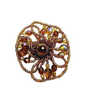 Vintage Early Hand-Wired Glass Flower Brooch (A1190)